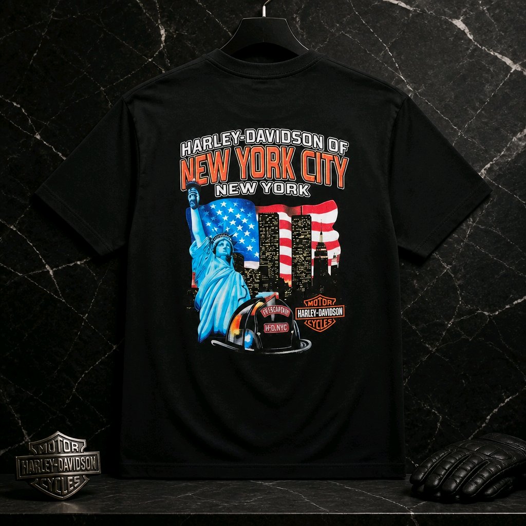 Harley Davidson Of NYC Firefighter Men's Skyline T-shirt