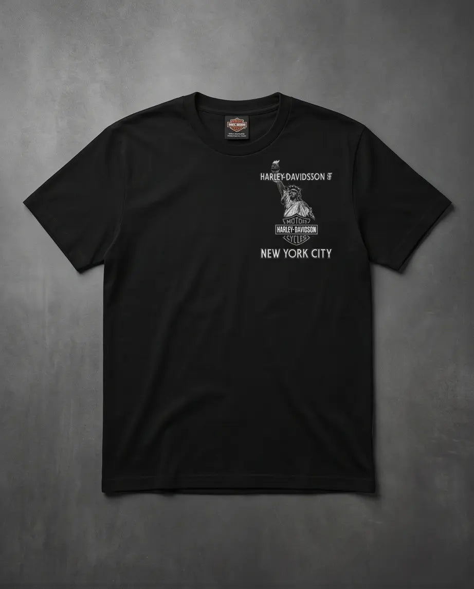Harley Davidson Of NYC Skyline Freedom  Men's Dealer T-shirt RkStratman