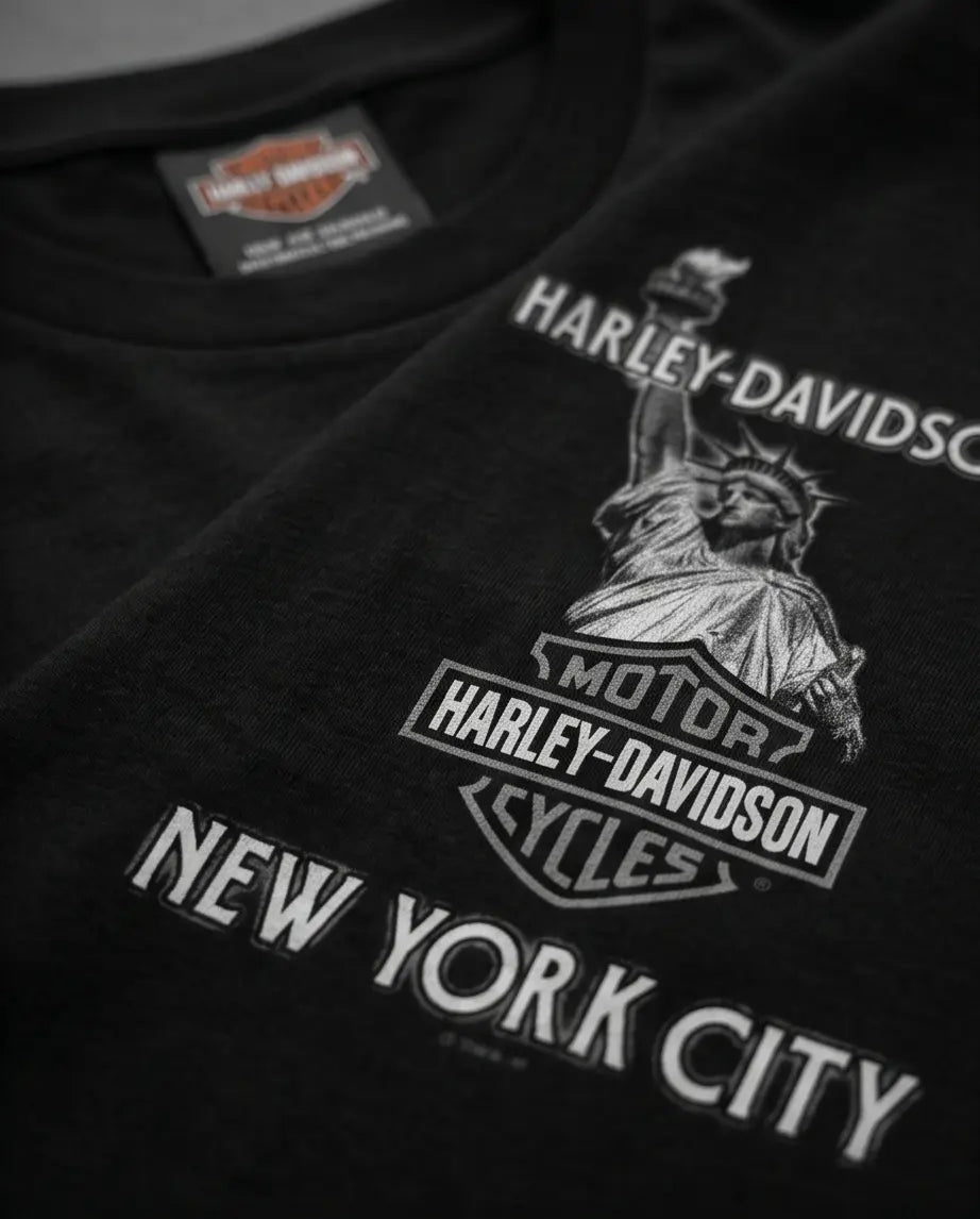 Harley Davidson Of NYC Skyline Freedom  Men's Dealer T-shirt RkStratman
