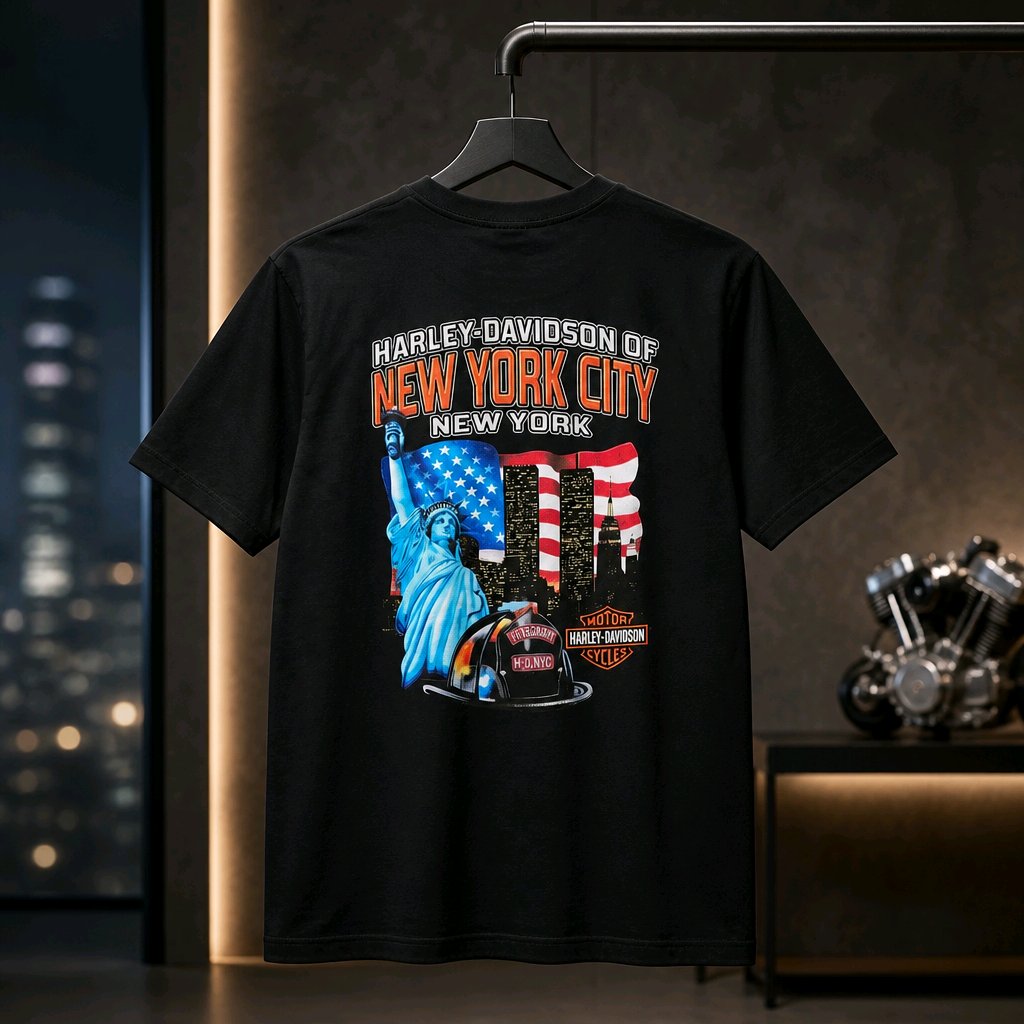 Harley Davidson Of NYC Firefighter Men's Skyline T-shirt