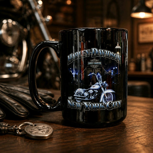 Harley Davidson Of NYC Dealer Skyline Brooklyn Bridge coffee mug Ace