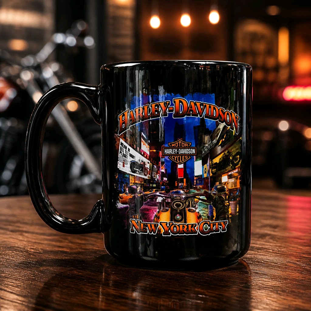 Harley Davidson Of NYC Dealer Skyline Time Square coffee mug Ace