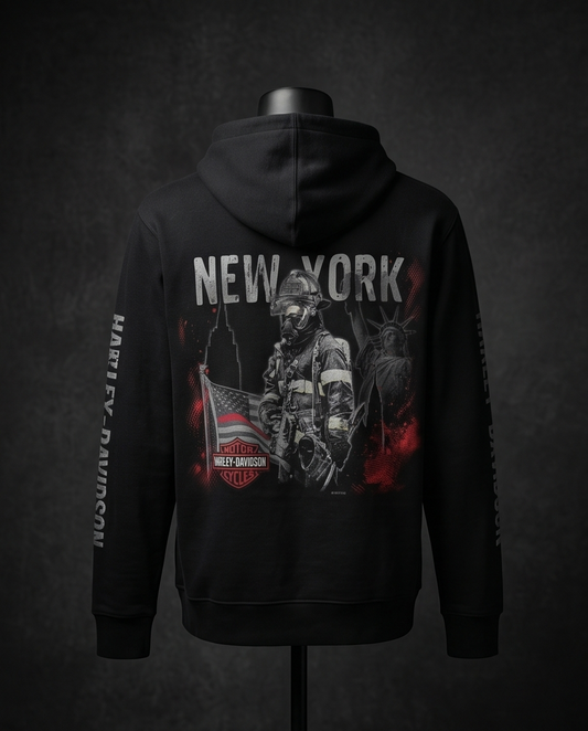 Harley Davidson of NYC Men's Brave Firefighter Skyline Zip Up Hoodie RkStratman