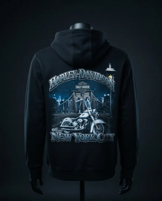 Harley Davidson Of NYC Dealer Men's Brooklyn Bridge Zip-Up Hoodie Harley Davidson Of NYC