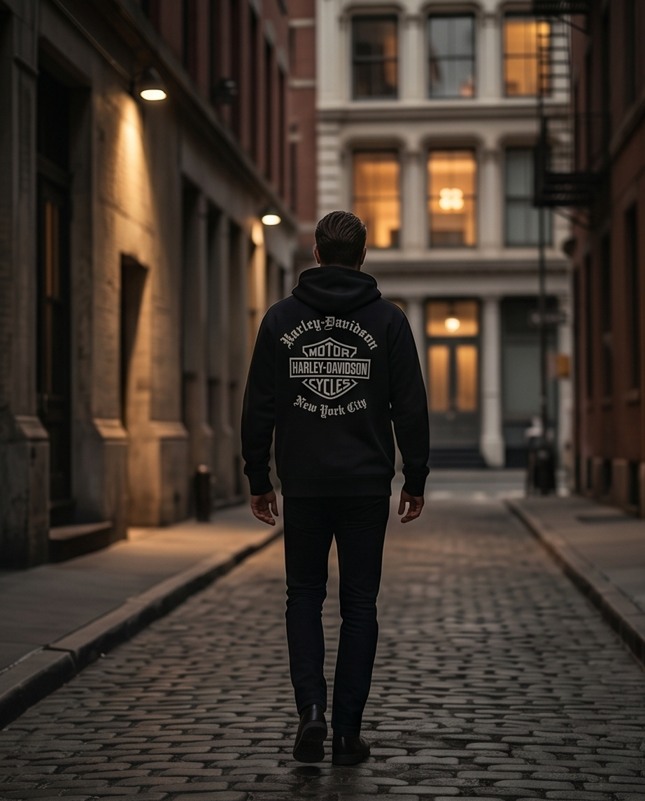 Harley Davidson Of NYC Dealer Men's Old English Zip-Up Hoodie RkStratman