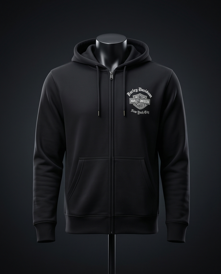 H-D Of NYC Dealer Men's Old English Zip-Up Hoodie