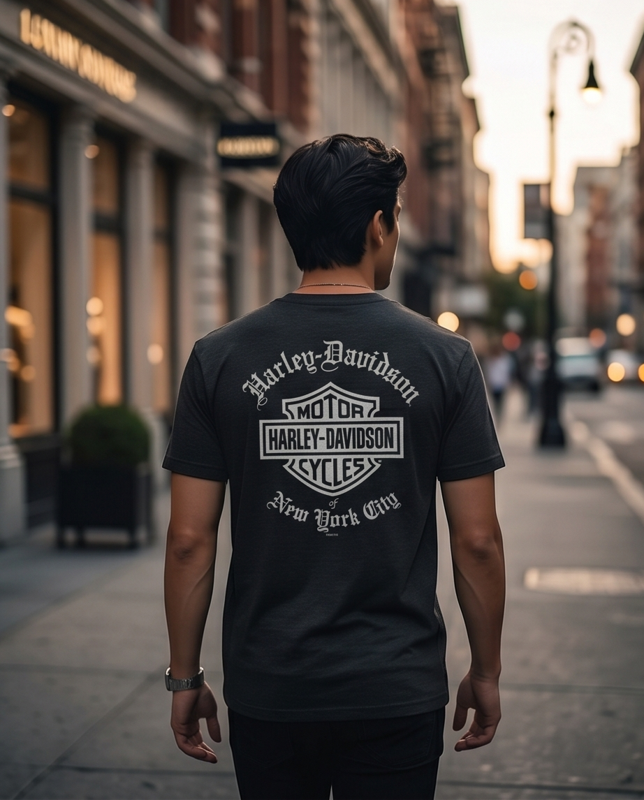 Harley Davidson Of NYC Men's Short Sleeve Dealer Old English T-shirt