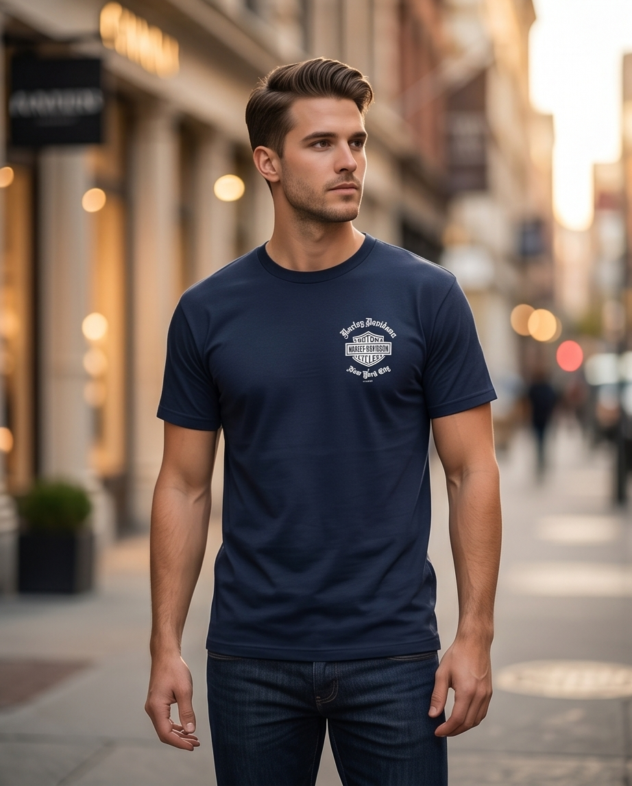 Harley Davidson Of NYC Men's Short Sleeve Dealer Old English T-shirt RkStratman