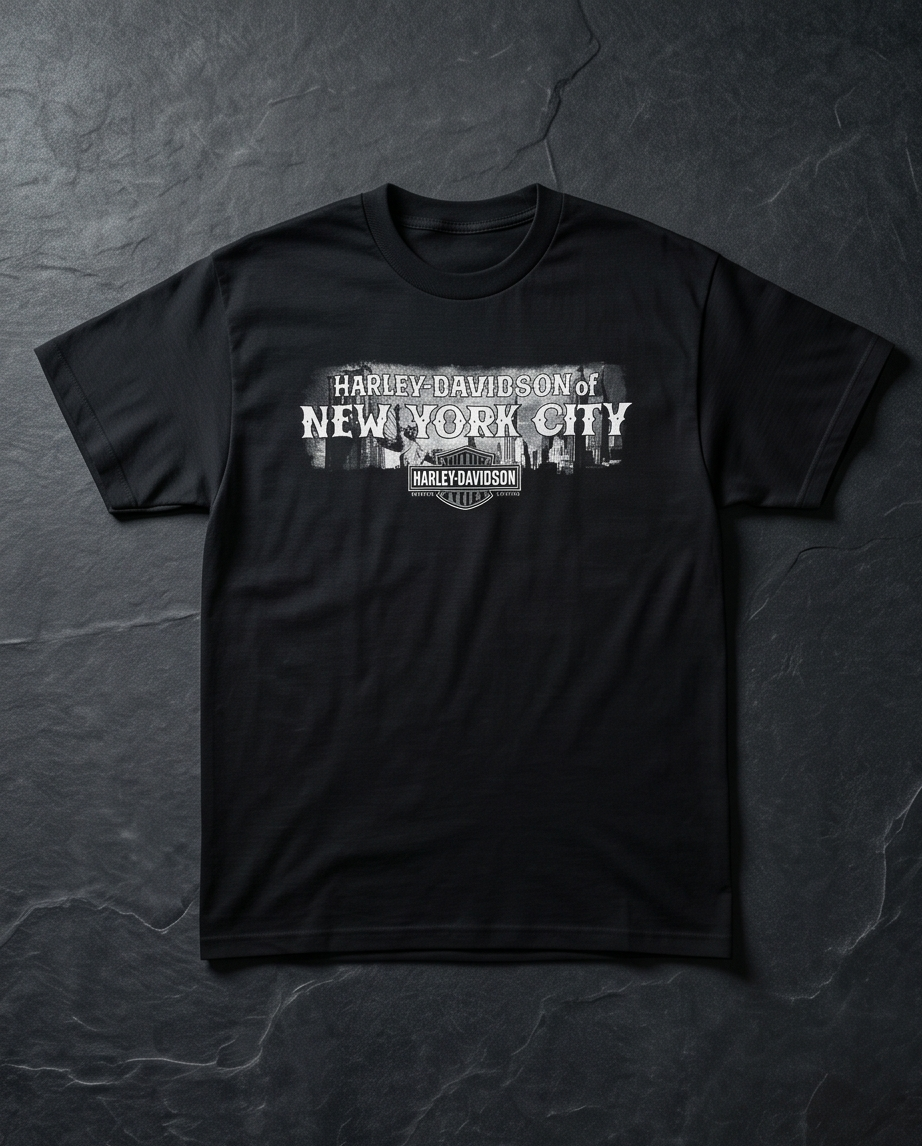 Harley Davidson Of NYC Men's Short Sleeve Dealer Post Card T-shirt