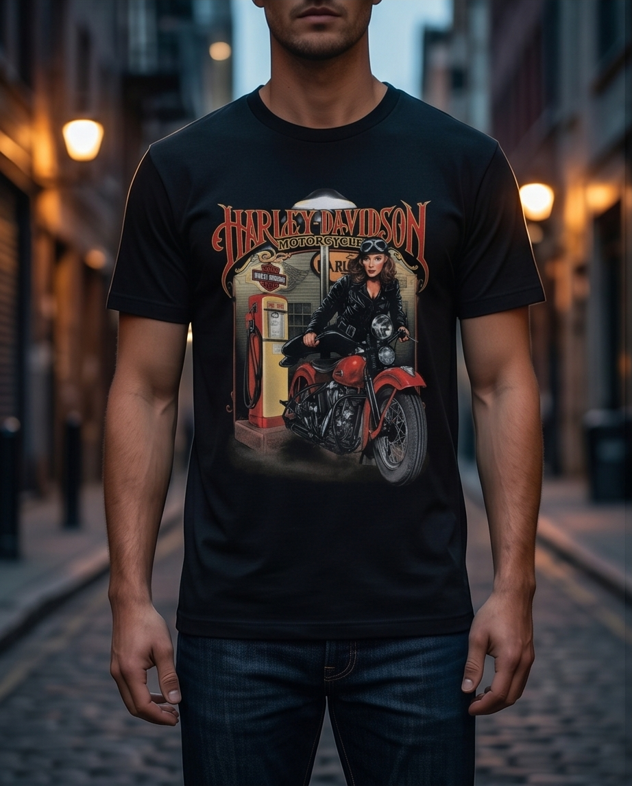 Harley-Davidson of NYC  Pin-Up Ride Men's T-shirt RkStratman