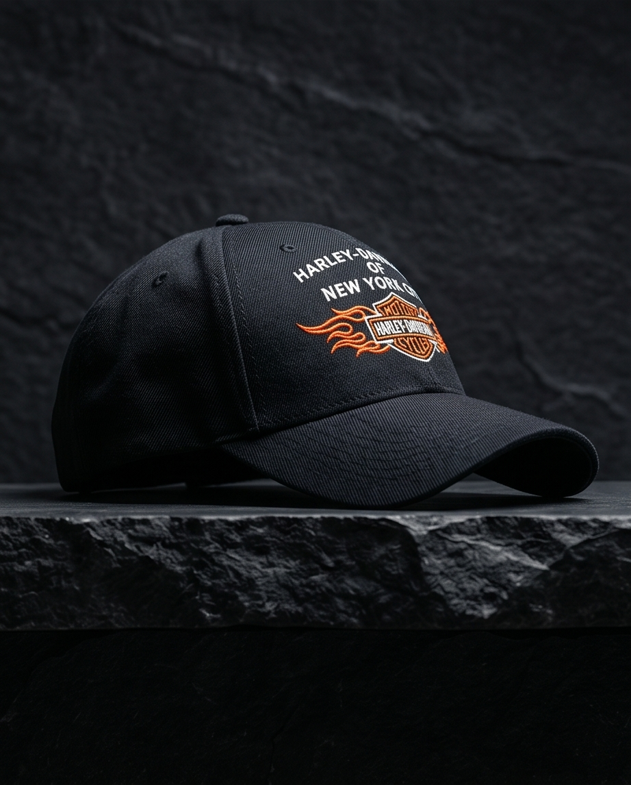 Harley Davidson Of NYC Bar & Shield Flames Baseball Cap