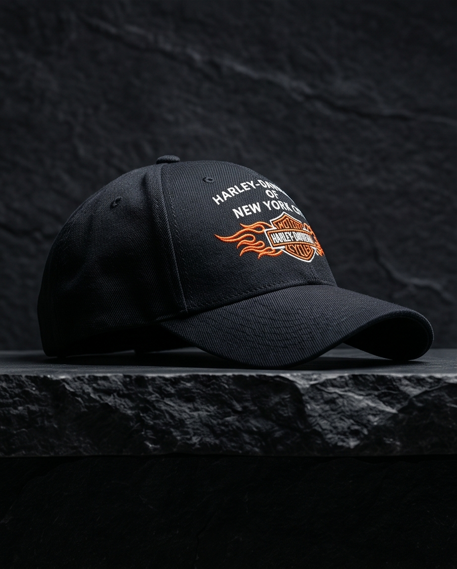 Harley Davidson Of NYC Bar & Shield Flames Baseball Cap
