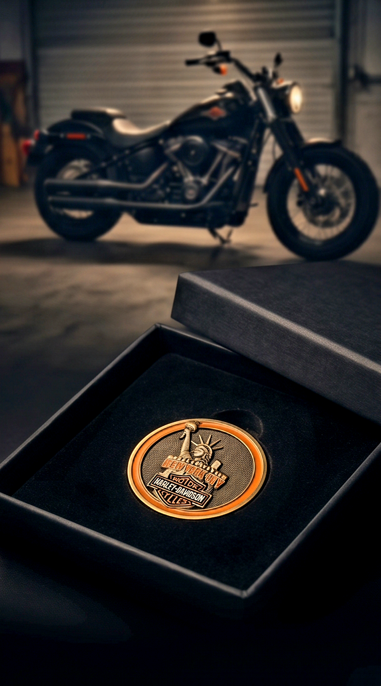 Harley Davidson Nyc Statue Of Liberty Dealer Challenge Coin. Symbol Arts