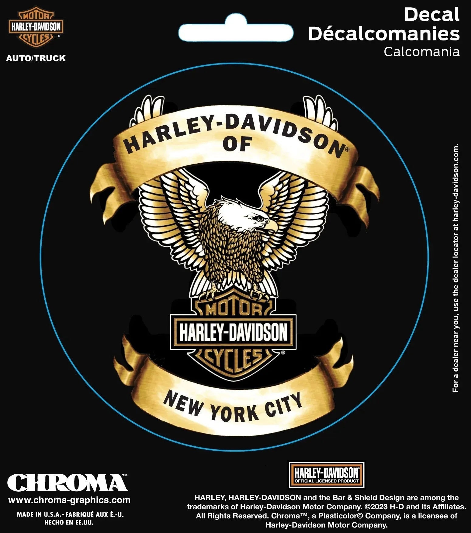 Harley Davidson of NYC Dealer Up Wing Eagle Decal Chroma