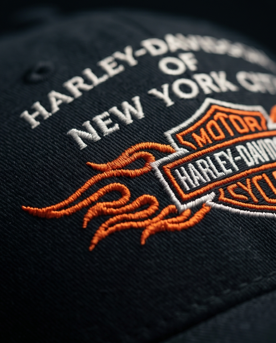 Harley Davidson Of NYC Dealer Bar & Shield Flames Baseball Cap Black Bravado