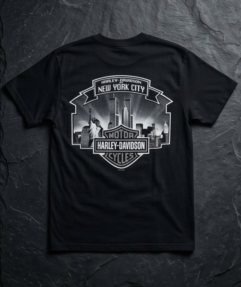 Harley Davidson Of NYC Men's Short Sleeve Dealer Twin Towers T-shirt RkStratman