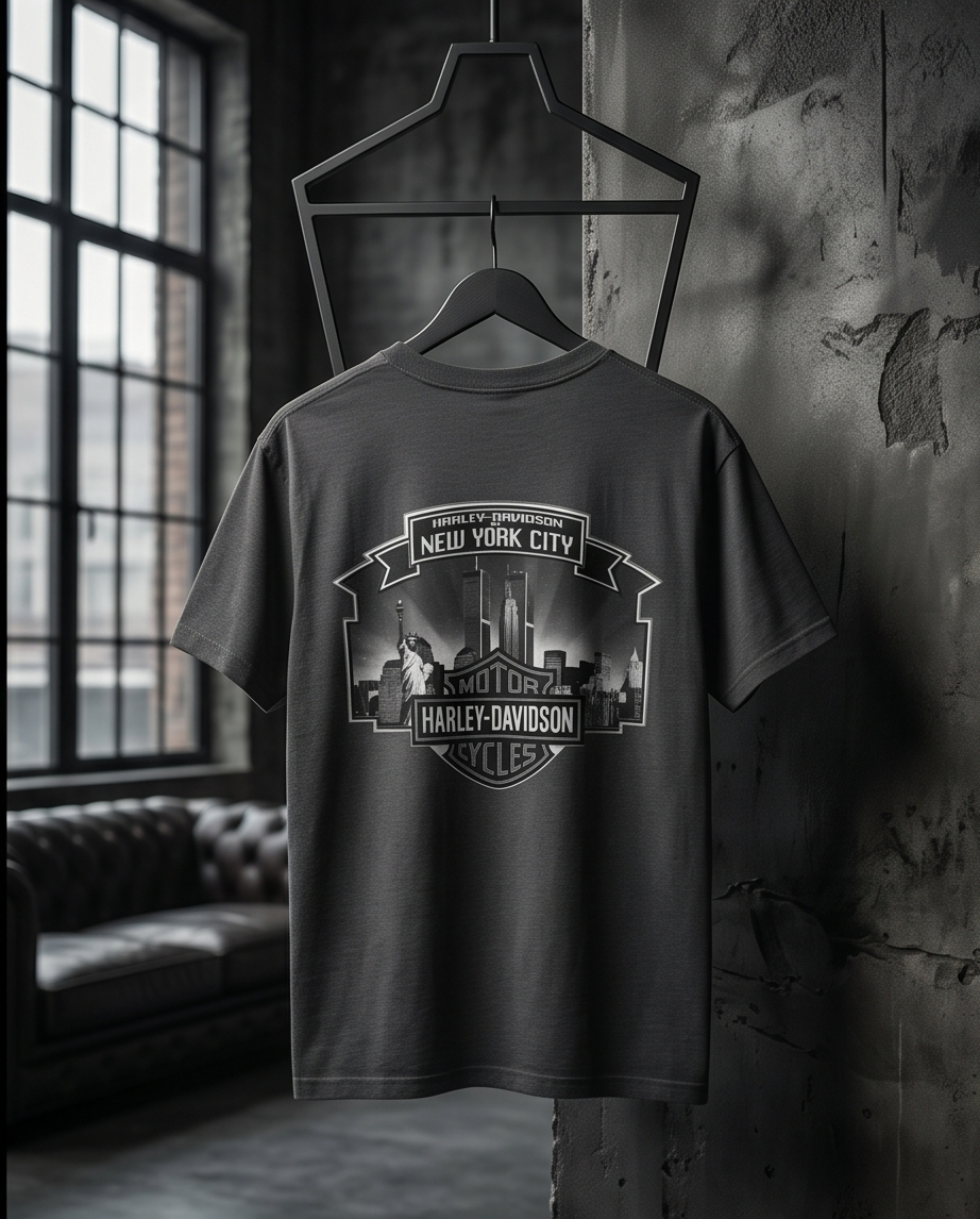 Harley Davidson Of NYC Men's Short Sleeve Dealer Twin Towers T-shirt RkStratman