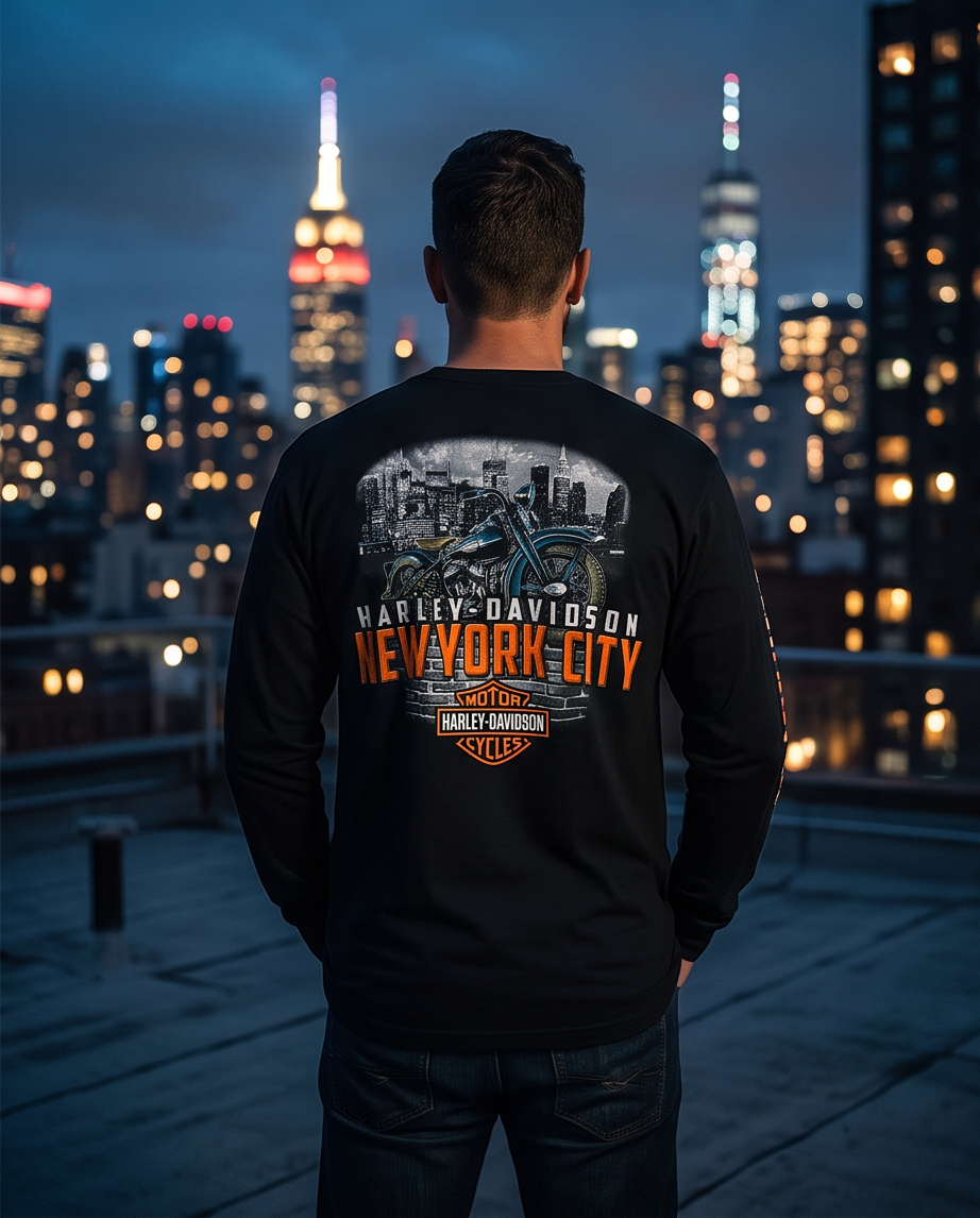 Harley Davidson Of NYC Men's Long Sleeve Dealer Liberty T-shirt RkStratman