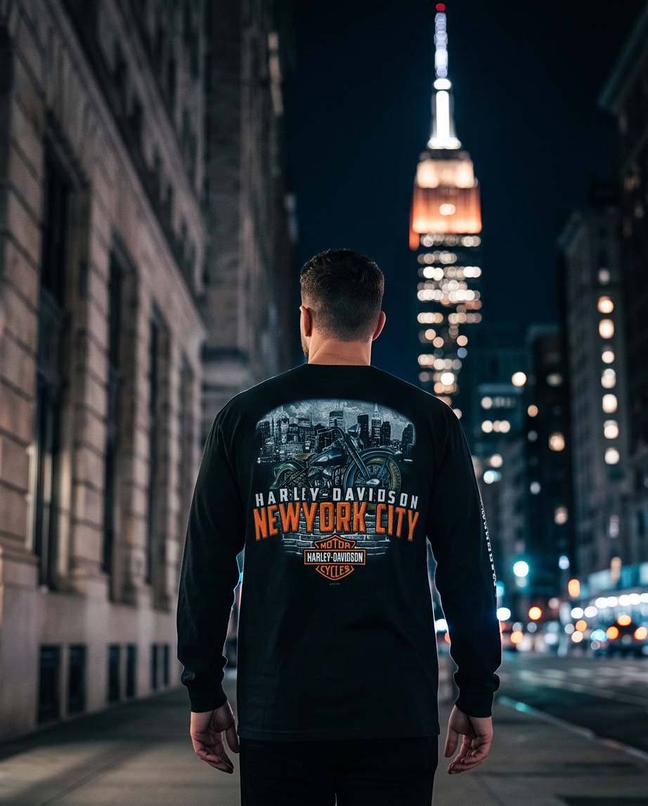 Harley Davidson Of NYC Men's Long Sleeve Dealer Liberty T-shirt RkStratman