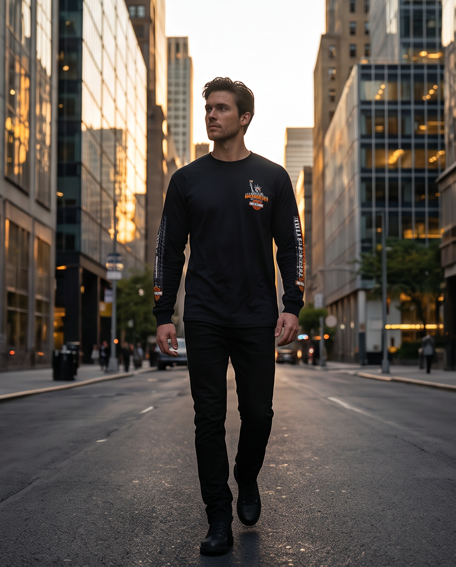 Harley Davidson Of NYC Men's Long Sleeve Dealer Liberty T-shirt RkStratman