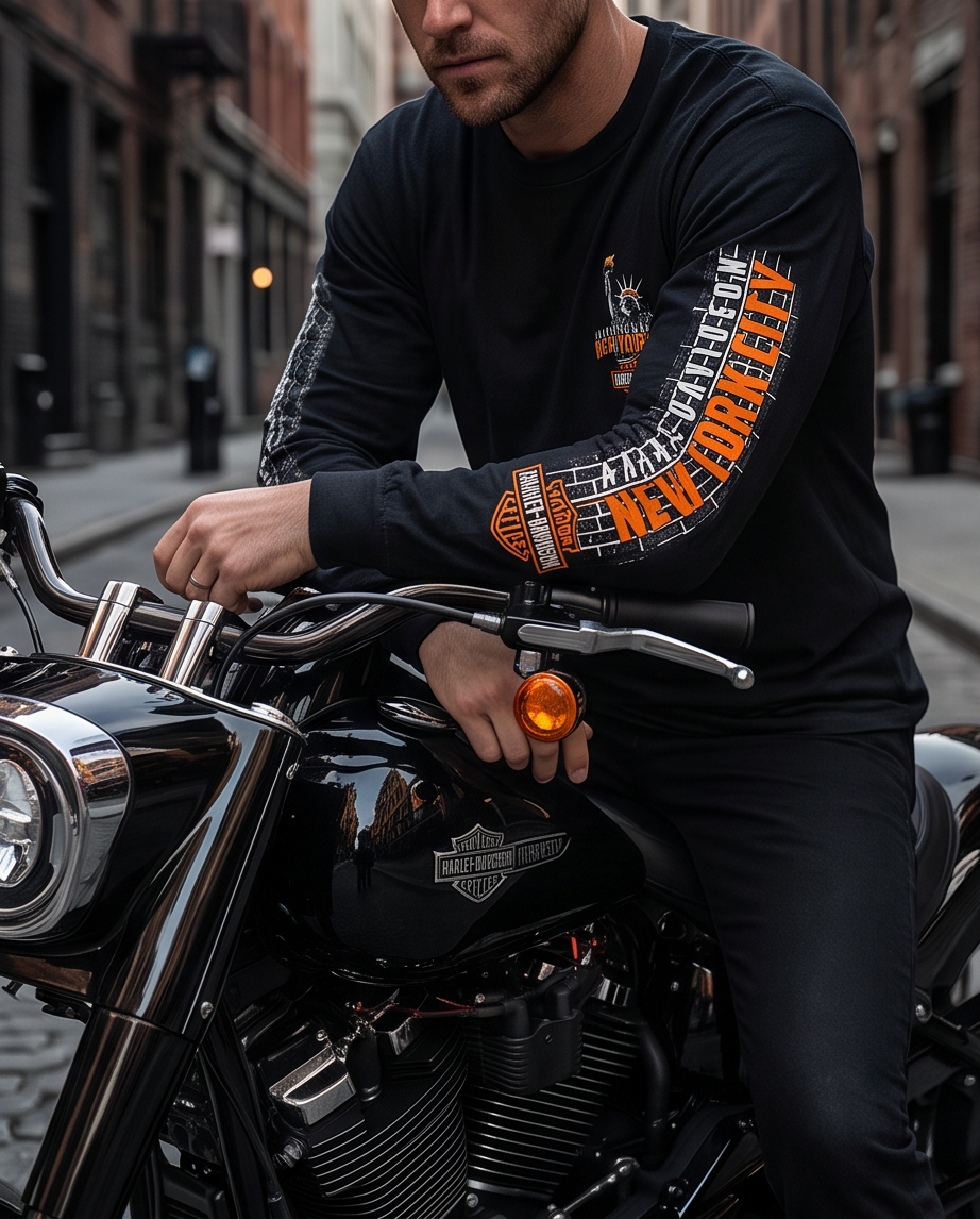 Harley Davidson Of NYC Men's Long Sleeve Dealer Liberty T-shirt RkStratman