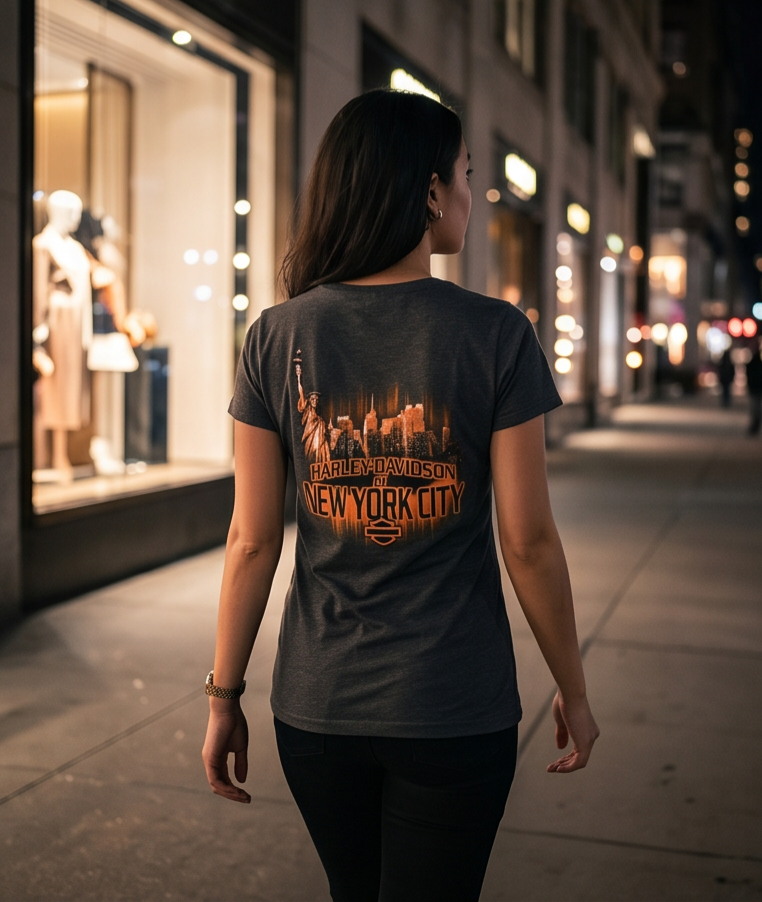 Harley Davidson Of Nyc Women's Reflections Skyline Tee RkStratman