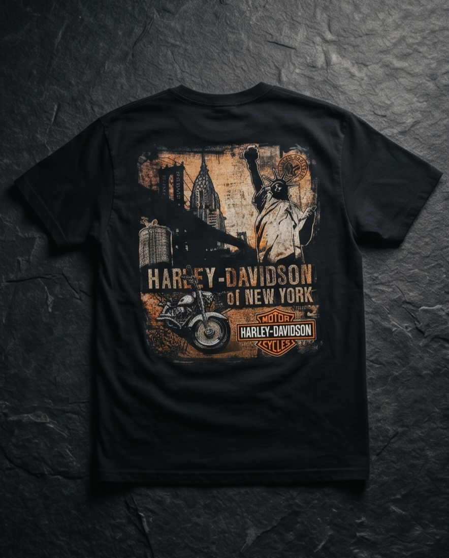 Harley Davidson Of NYC Men's Short Sleeve Dealer Sepiacollag T-shirt Bravado
