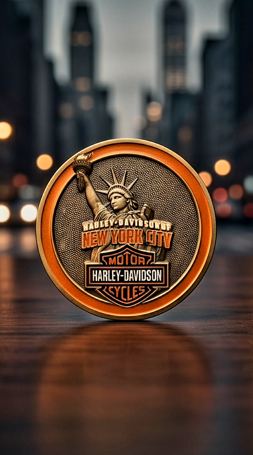 Harley Davidson Nyc Statue Of Liberty Dealer Challenge Coin. Symbol Arts