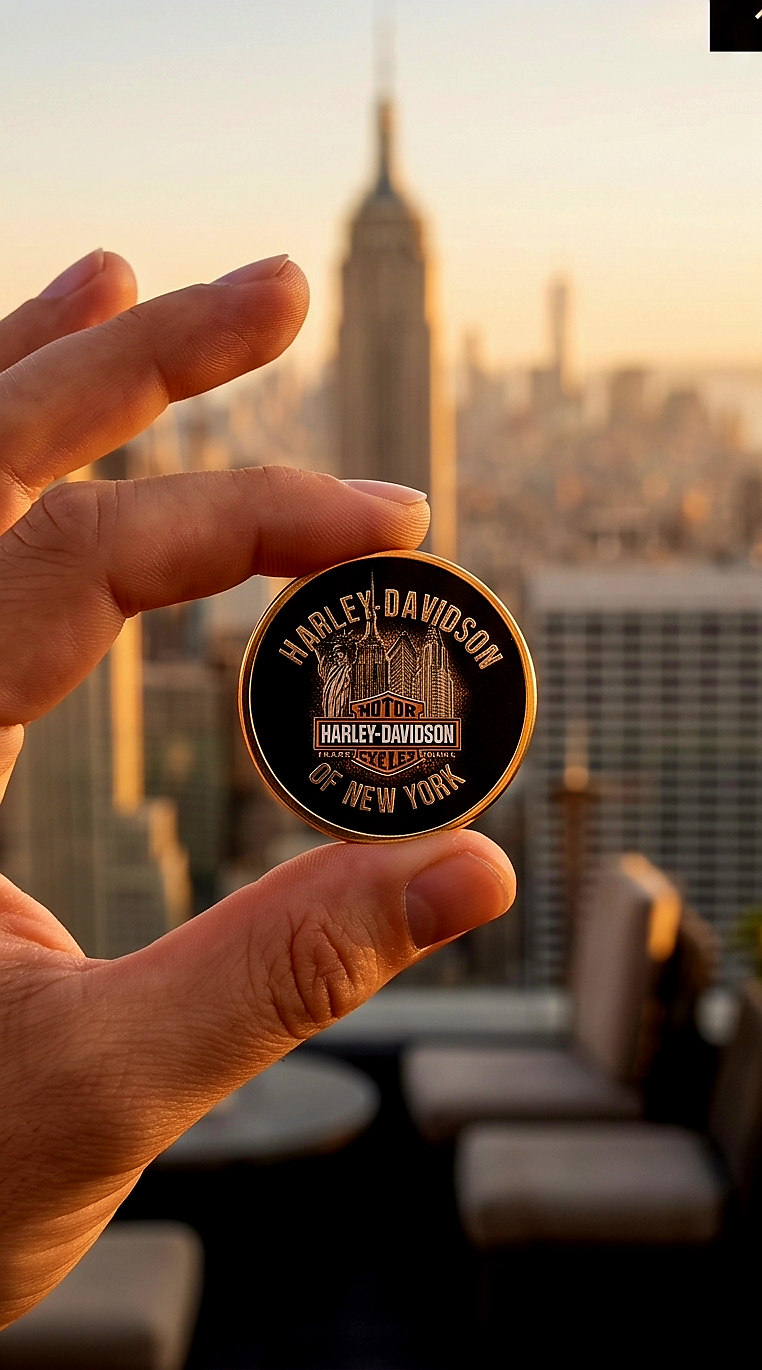 Harley Davidson Nyc Statue Of Liberty Dealer Challenge Coin. Symbol Arts