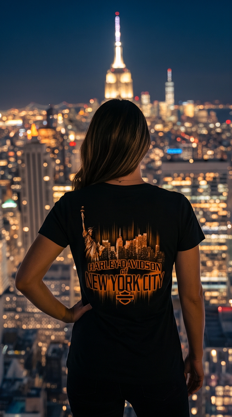Harley Davidson Of Nyc Women's Reflections Skyline Tee RkStratman