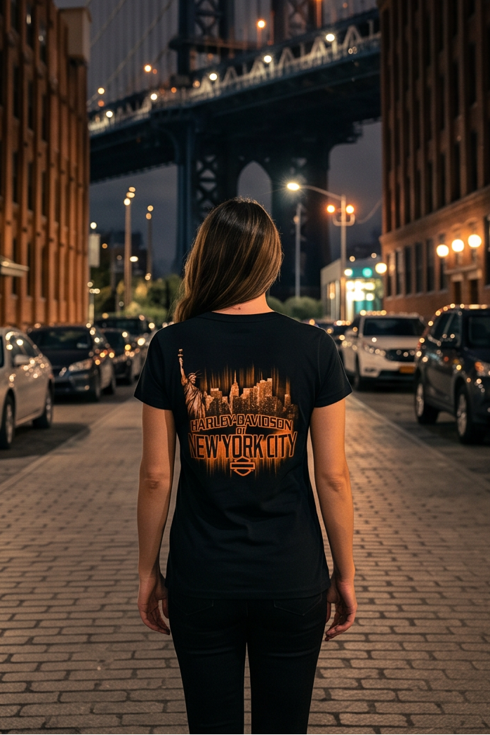Harley Davidson Of Nyc Women's Reflections Skyline Tee RkStratman