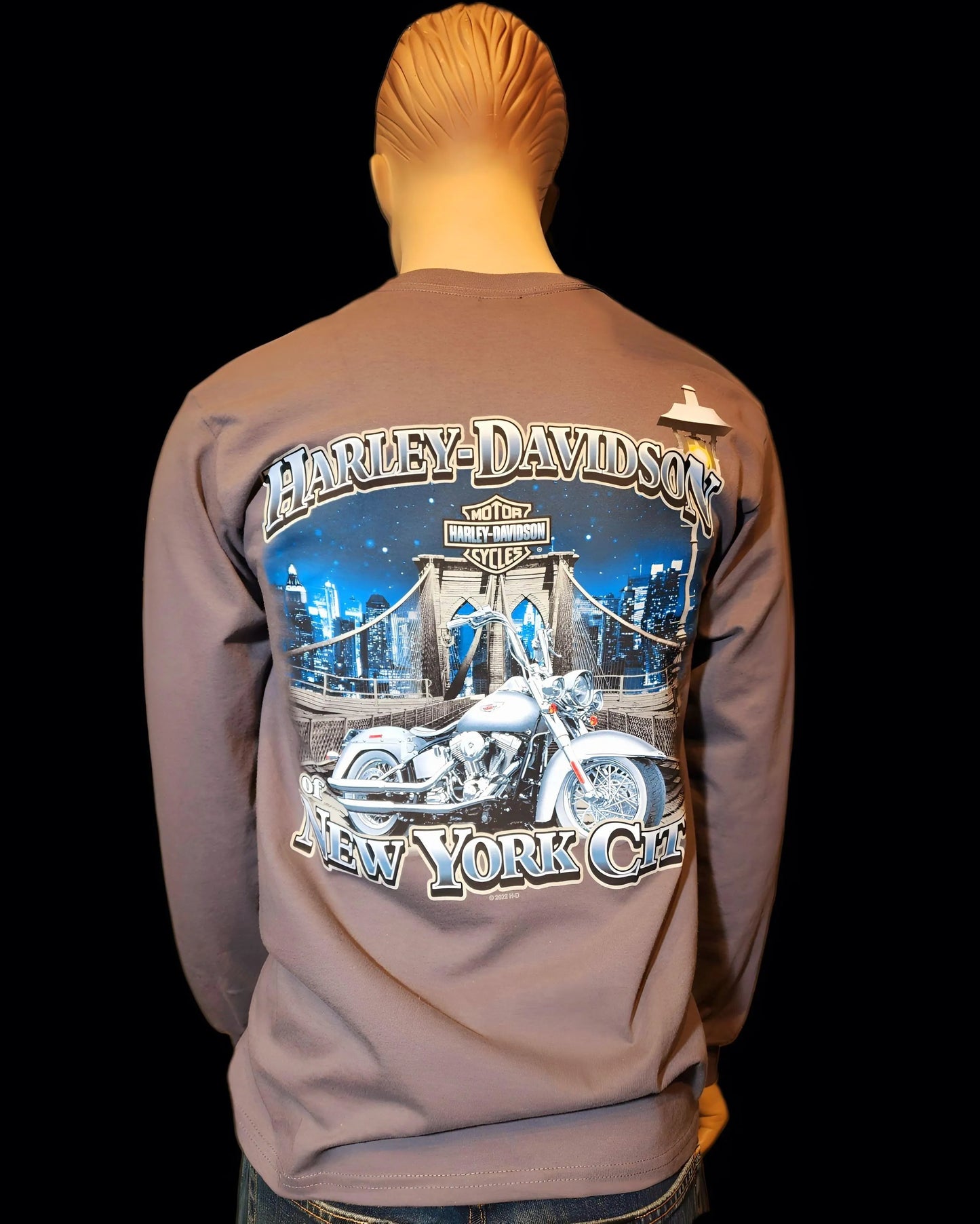 Harley Davidson Of NYC Men's Long Sleeve Dealer Brooklyn Bridge T-shirt - Harley Davidson Of Nyc