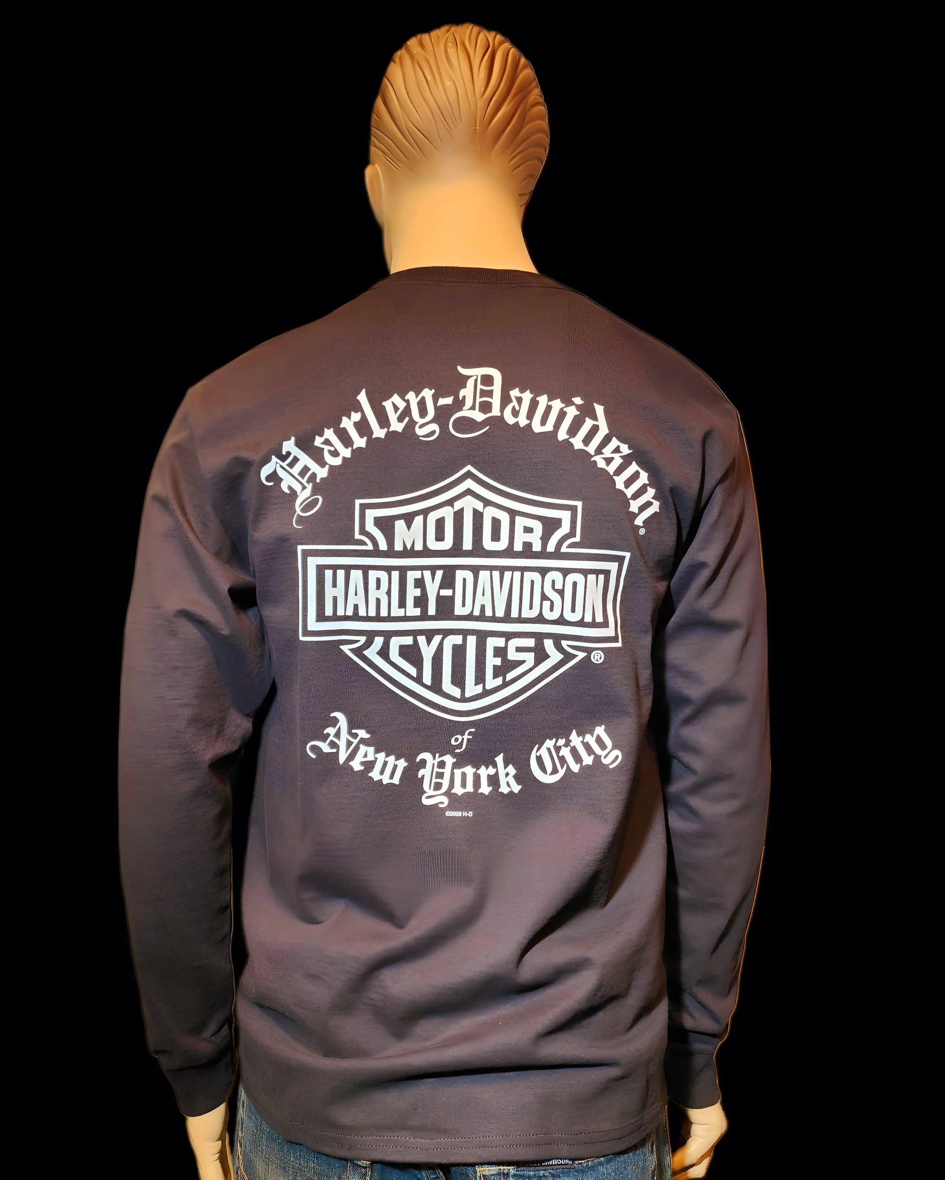 Harley Davidson Of NYC Men's Long Sleeve Dealer Old English T-shirt - Harley Davidson Of Nyc