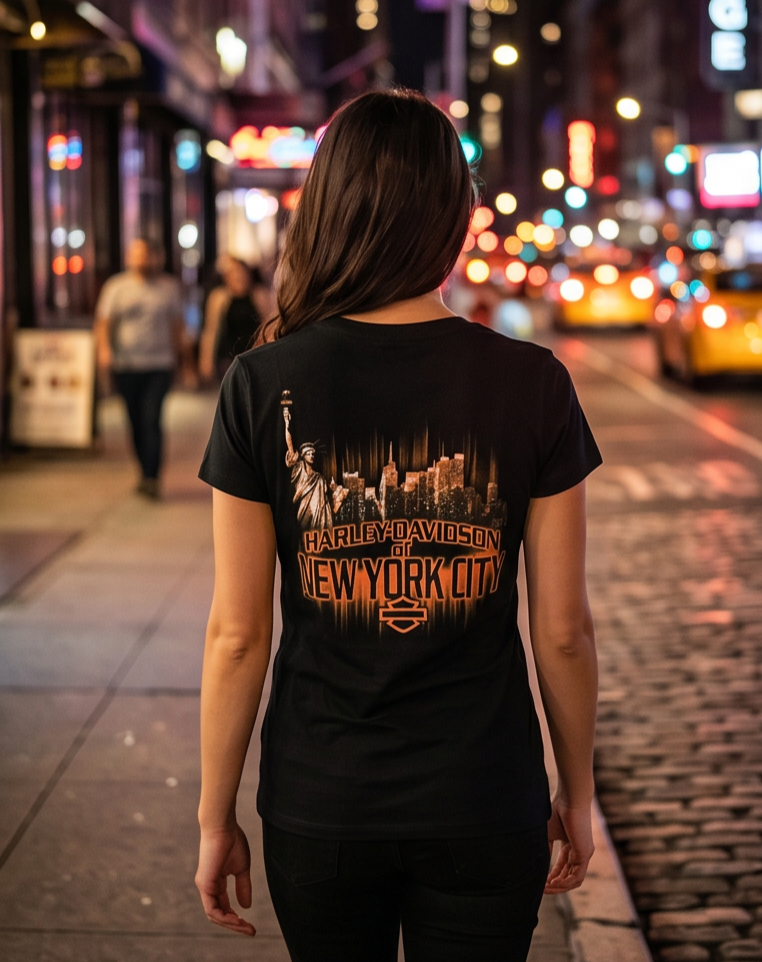 Harley Davidson Of Nyc Women's Reflections Skyline Tee RkStratman