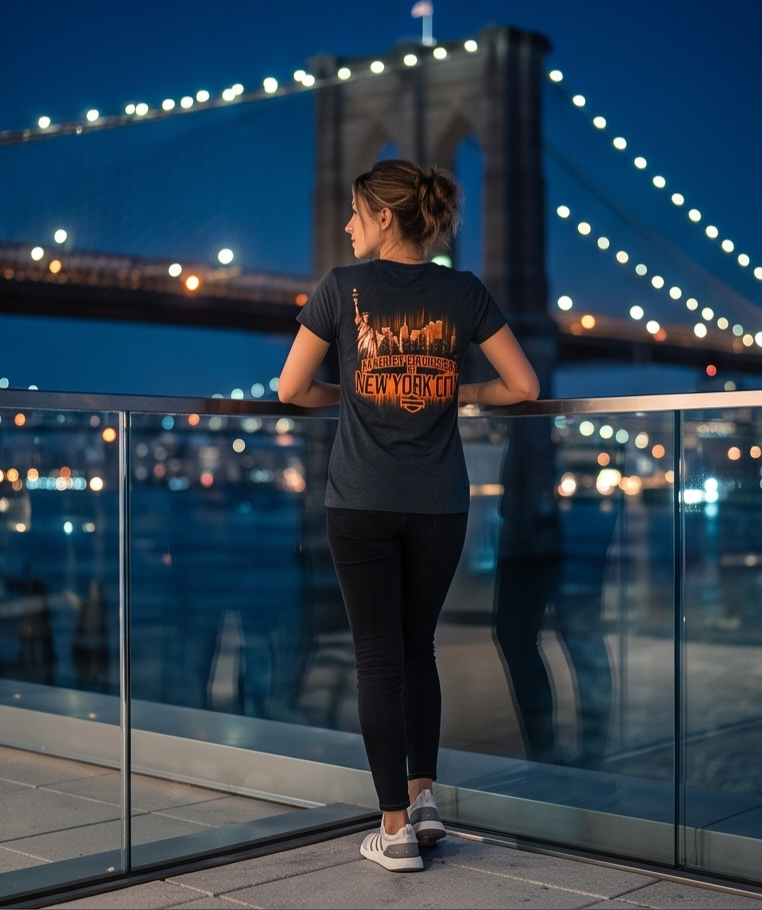 Harley Davidson Of Nyc Women's Reflections Skyline Tee RkStratman
