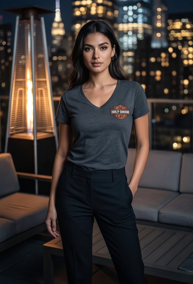 Harley Davidson Of Nyc Women's Reflections Skyline Tee RkStratman