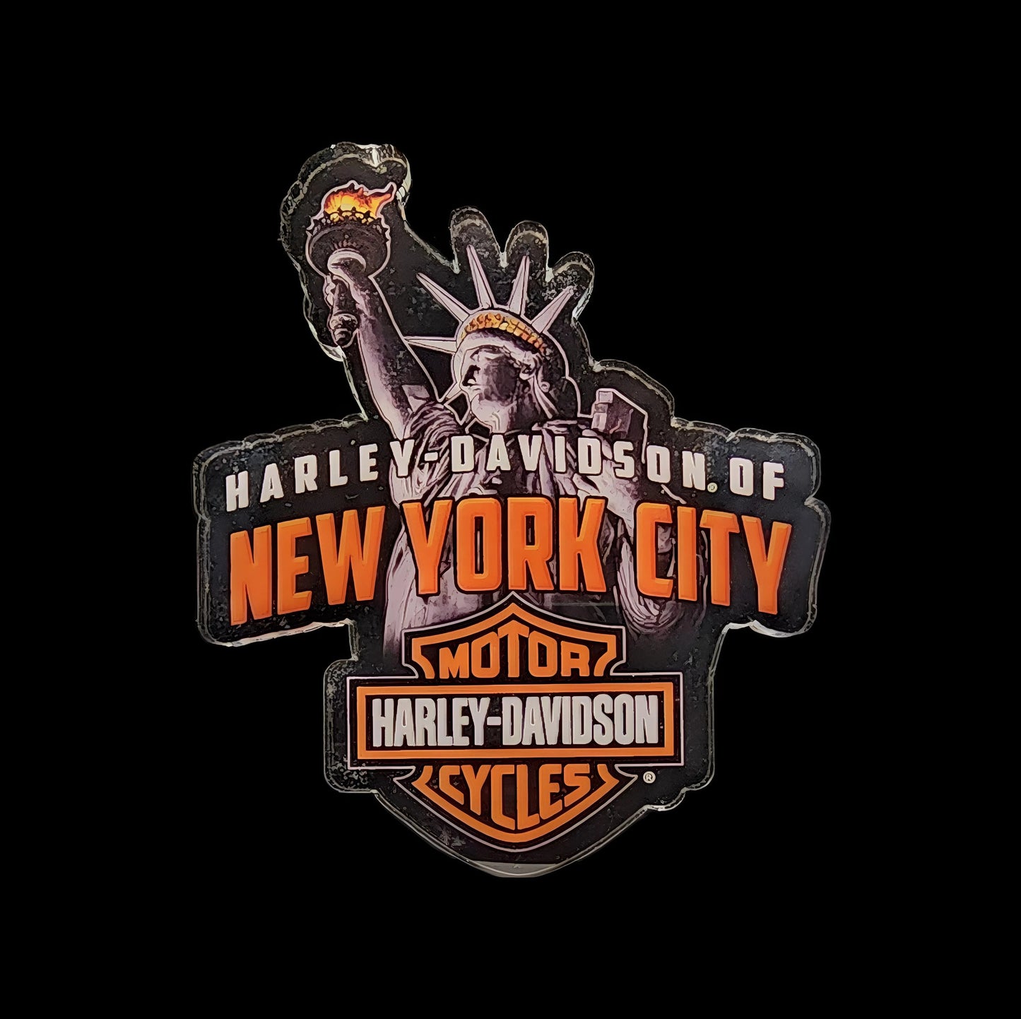 Nyc Harley Davidson Skyline Liberty Acrylic Magnet - Harley Davidson Of Nyc