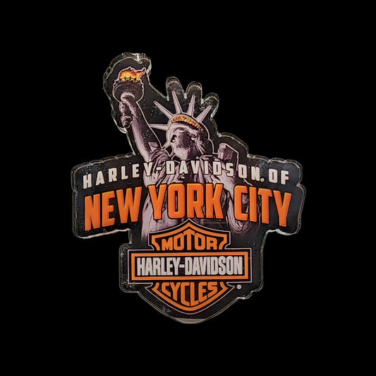 Nyc Harley Davidson Skyline Liberty Acrylic Magnet - Harley Davidson Of Nyc